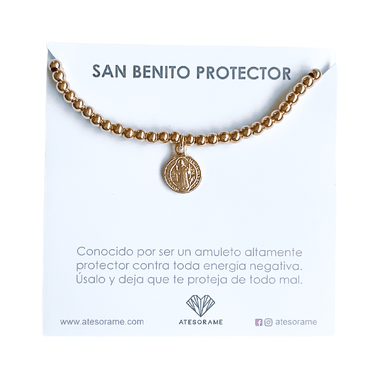 Pulsera Mostacilla Gold Ajustable San Benito - Atesorame