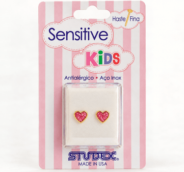 AROS SENSITIVE KIDS - CORAZÓN GLITTER ROSA - Atesorame