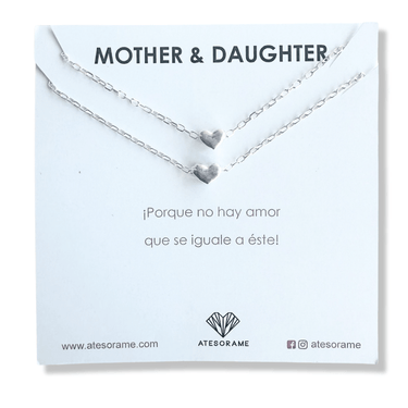 Set Collar Mini Heart Plata - Atesorame