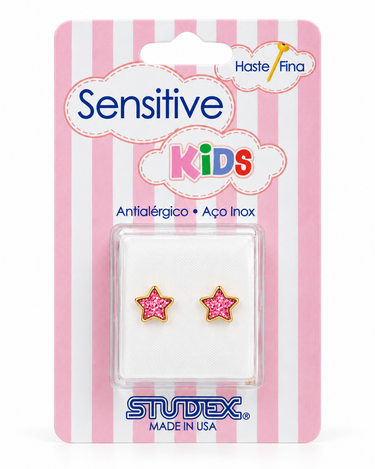 AROS SENSITIVE KIDS - ESTRELLA GLITTER ROSA - Atesorame