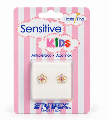 AROS SENSITIVE KIDS - FLOR ROSA IRIDISCENTE 5MM - Atesorame