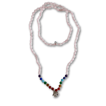 Collar Aura Japa Mala Cuarzo Rosa - Atesorame