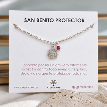 Pulsera Plata San Benito Rubi - Atesorame