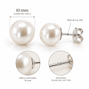 Aros Perlas Naturales 10mm - Atesorame