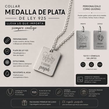 Collar Medalla Naval Plata 925 - Atesorame