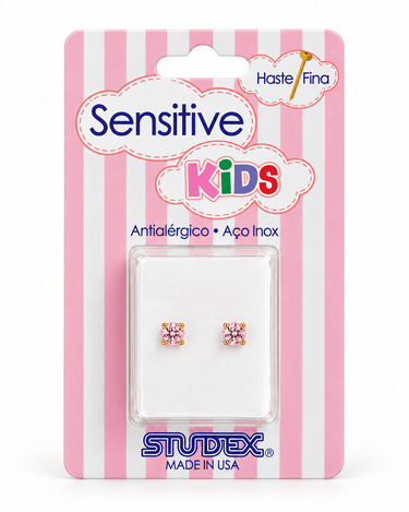 AROS SENSITIVE KIDS - TIFFANY ZIRCONIA ROSA 3MM - Atesorame