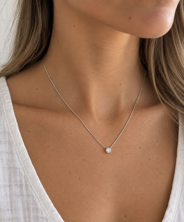 Collar Punto De Luz Moissanita Plata 4mm