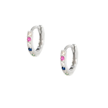 Argollas mini rainbow Plata - Atesorame
