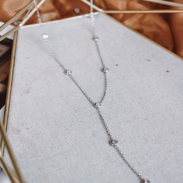 Collar Moissanita Elena Lariat Silver - Atesorame