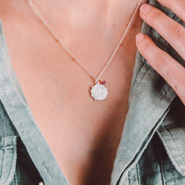 Saint Benedict Ruby Silver Necklace