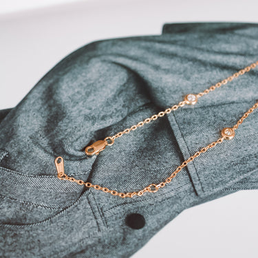 Collar Moissanita Elena Lariat Gold - Atesorame