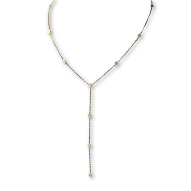 Collar Moissanita Elena Lariat Gold - Atesorame