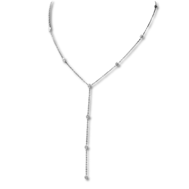 Collar Moissanita Elena Lariat Silver - Atesorame