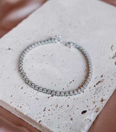 Pulsera Moissanita Tennis Dots 16cm Silver - Atesorame