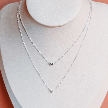 Set Collar Mini Heart Plata - Atesorame