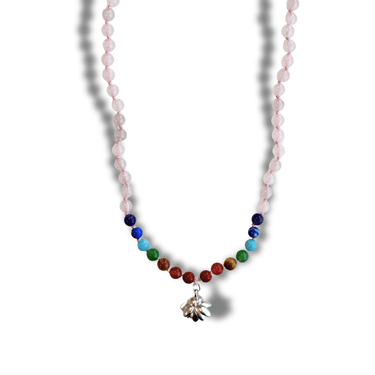 Collar Aura Japa Mala Cuarzo Rosa - Atesorame