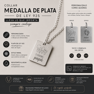 Collar Medalla Naval Plata 925