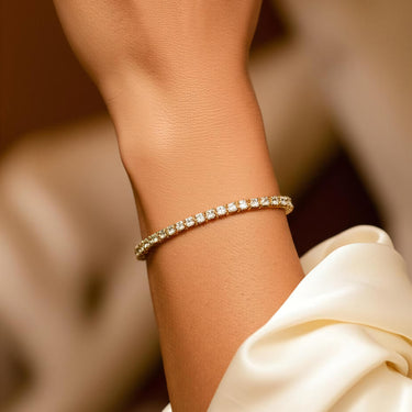 Pulsera Tennis elasticada 3mm Gold - Atesorame