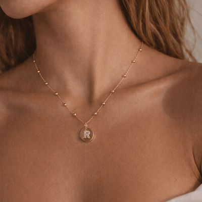 Collar Medalla Inicial Cadena Dots