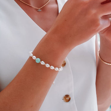 Pulsera Stella Perlas Naturales Amazonita - Atesorame