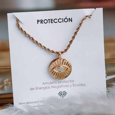 Collar Medalla Ojo Protector Gold - Atesorame