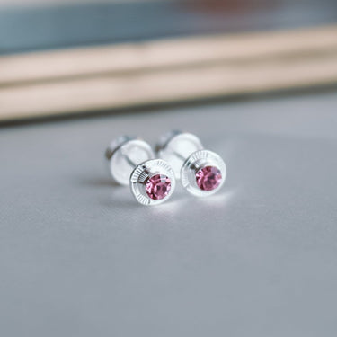 Aros Abridores Plata Punto de Luz Rosa