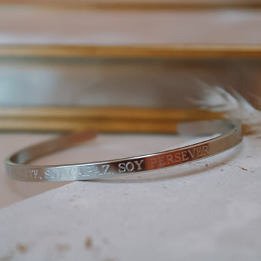 Esclava Manifiesta "Soy fuerte, soy capaz, soy perseverante" Plata - 4mm - Atesorame