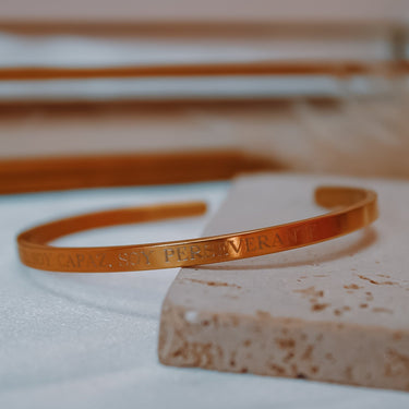 Esclava Manifiesta "Soy fuerte, soy capaz, soy perseverante" Gold - 4mm