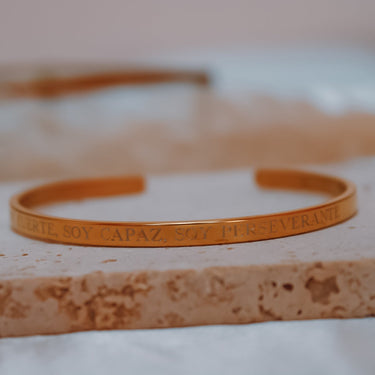 Esclava Manifiesta "Soy fuerte, soy capaz, soy perseverante" Gold - 4mm