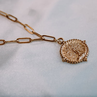 Collar Medalla Redonda Árbol de la Vida Gold - Atesorame