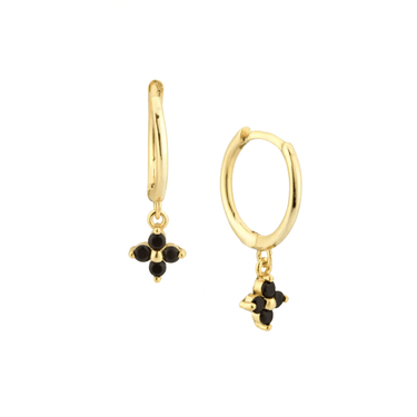 Argollas Flower Gold Black - Atesorame