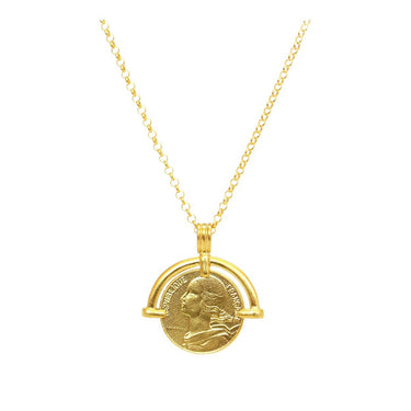 French Coin Gold Necklace