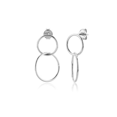 Double Circle Silver Hoops